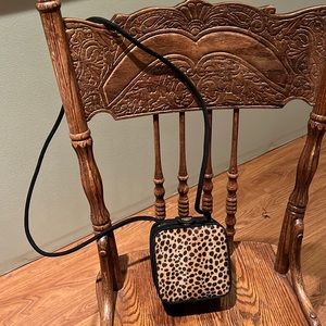 Brettons Animal Print Calf Hair And Suede Vintage Square Crossbody Purse